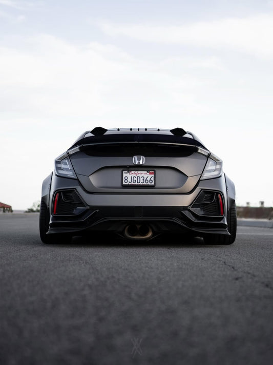 Honda Civic 10th Gen FC1 FC2 FC5 FC6 2016 2017 2018 2019 2020 2021 & Civic 10th Gen FK7 2017 2018 2019 2020 2021 (compatible with both OEM bumper and ROBOT CRAFTSMAN bumper, fits FK7 Hatchback although panel line is slightly different) with Aftermarket Parts - Widebody Wheel Arches Fender Flares Carbon Fiber / FRP from Robot Craftsman