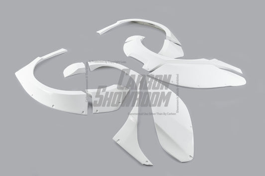 Honda Civic 10th Gen FC1 FC2 FC5 FC6 2016 2017 2018 2019 2020 2021 & Civic 10th Gen FK7 2017 2018 2019 2020 2021 (compatible with both OEM bumper and ROBOT CRAFTSMAN bumper, fits FK7 Hatchback although panel line is slightly different) with Aftermarket Parts - Widebody Wheel Arches Fender Flares Carbon Fiber / FRP from Robot Craftsman
