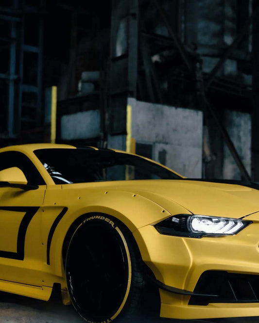 Ford Mustang Ecoboost V6 GT March1 Bullitt S550.1 S550.2 2015 2016 2017 2018 2019 2020 2021 2022 2023 with Aftermarket Parts - STORM Front Bumper Canards Carbon Fiber/FRP from Robot Craftsman