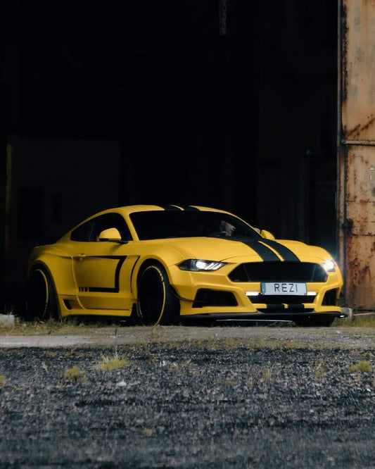 Ford Mustang Ecoboost V6 GT March1 Bullitt S550.1 S550.2 2015 2016 2017 2018 2019 2020 2021 2022 2023 with Aftermarket Parts - STORM Front Bumper Canards Carbon Fiber/FRP from Robot Craftsman