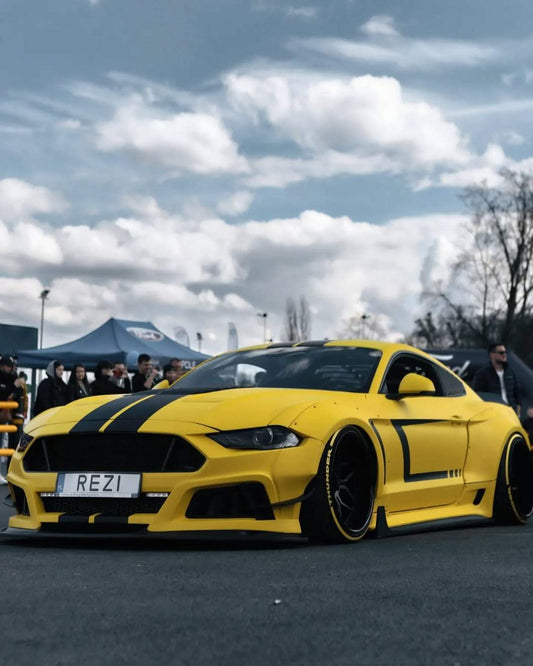 Ford Mustang Ecoboost V6 GT S550.1 2015 2016 2017 & Mustang Ecoboost V6 GT March1 Bullitt S550.2 2018 2019 2020 2021 2022 2023 with Aftermarket Parts - "STORM" Widebody Fender Flares Wheel Arches & Side Skirts Carbon Fiber / FRP from Robot Craftsman