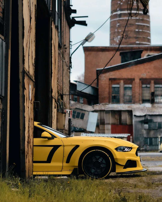 Ford Mustang Ecoboost V6 GT March1 Bullitt S550.1 S550.2 2015 2016 2017 2018 2019 2020 2021 2022 2023 with Aftermarket Parts - STORM Front Bumper Canards Carbon Fiber/FRP from Robot Craftsman