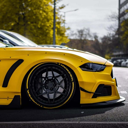 Ford Mustang Ecoboost V6 GT March1 Bullitt S550.1 S550.2 2015 2016 2017 2018 2019 2020 2021 2022 2023 with Aftermarket Parts - STORM Front Bumper Canards Carbon Fiber/FRP from Robot Craftsman
