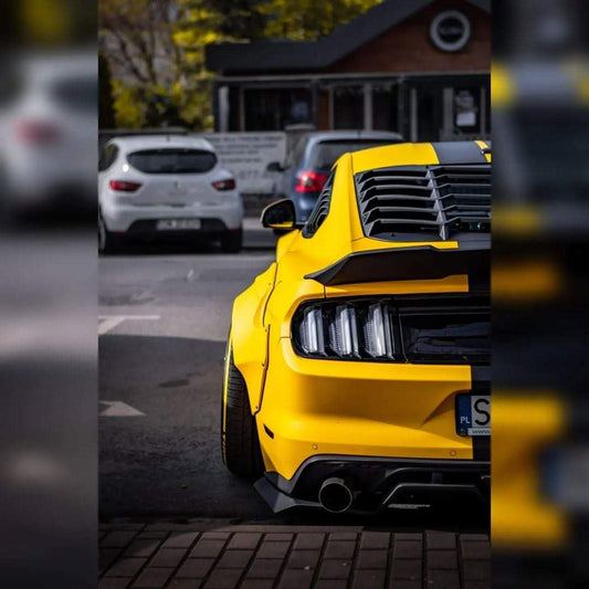 Ford Mustang Ecoboost V6 GT March1 Bullitt S550.1 S550.2 2015-2023 (note: dual exhaust tips) with Aftermarket Parts - "STORM" Rear Diffuser Carbon Fiber / FRP from Robot Craftsman