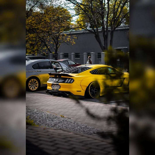 Ford Mustang Ecoboost V6 GT March1 Bullitt S550.1 S550.2 2015-2023 (note: dual exhaust tips) with Aftermarket Parts - "STORM" Rear Diffuser Carbon Fiber / FRP from Robot Craftsman