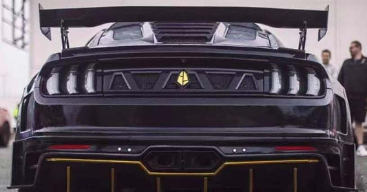 Ford Mustang Ecoboost V6 GT S550.1 2015 2016 2017 & Mustang Ecoboost V6 GT March1 Bullitt S550.1 S550.2 2015 2016 2017 2018 2019 2020 2021 2022 2023 with Aftermarket Parts - DAWN Front Bumper & Lip (DRL & Badge included) & Replacement Front Lip Only Carbon Fiber / FRP from Robot Craftsman