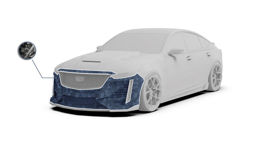 Cadillac CT5 CT5-V Sport Premium Luxury Base 2020 2021 2022 2023 2024 with Aftermarket Parts - "PRISM" Front Bumper & Front Lip Carbon Fiber / FRP from Robot Craftsman