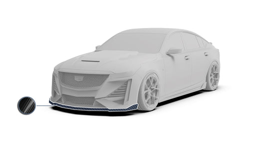 Cadillac CT5 CT5-V Sport Premium Luxury Base 2020 2021 2022 2023 2024 with Aftermarket Parts - "PRISM" Front Bumper & Front Lip Carbon Fiber / FRP from Robot Craftsman