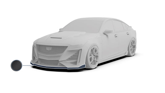 Cadillac CT5 CT5-V Sport Premium Luxury Base 2020 2021 2022 2023 2024 with Aftermarket Parts - "PRISM" Front Bumper & Front Lip Carbon Fiber / FRP from Robot Craftsman