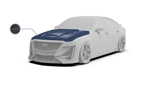 Cadillac CT5 CT5-V Blackwing Sport Premium Luxury Base 2020 2021 2022 2023 2024 with Aftermarket Parts - "PRISM" Hood Bonnet Carbon Fiber / FRP from Robot Craftsman