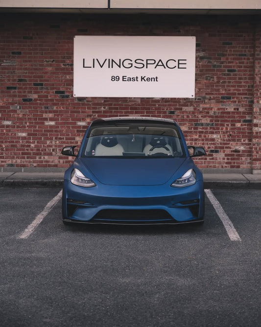 Tesla Model 3 Performance Long Range Standard Base 2017 2018 2019 2020 2021 2022 2023 with Aftermarket Parts - Crypton Front Bumper & Lip Carbon Fiber / FRP from Robot Craftsman