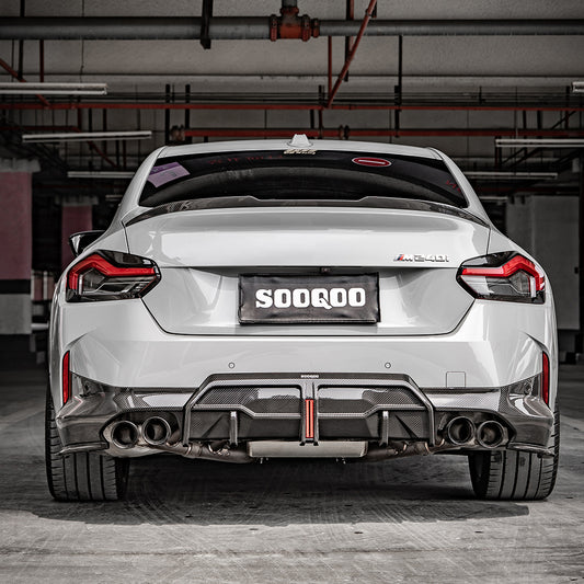 BMW 2 Series M240i G42 2022 2023 2024 with Aftermarket Parts - Rear Bumper Lower Canards Trim?Pre-preg Carbon Fiber from SOOQOO USA