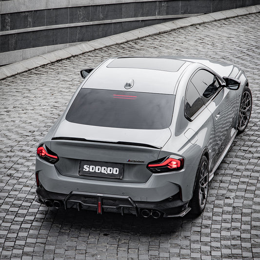 BMW 2 Series M240i G42 2022 2023 2024 with Aftermarket Parts - Rear Bumper Lower Canards Trim?Pre-preg Carbon Fiber from SOOQOO USA