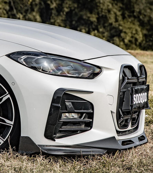 BMW 4 Series M440i 430i G22 G23 2020 2021 2022 2023 2024 with Aftermarket Parts - Front Canards?Pre-preg Carbon Fiber from SOOQOO USA