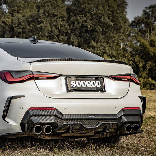 BMW 4 Series M440i 430i G22 G23 2020 2021 2022 2023 2024 with Aftermarket Parts - Rear Canards?Pre-preg Carbon Fiber from SOOQOO USA