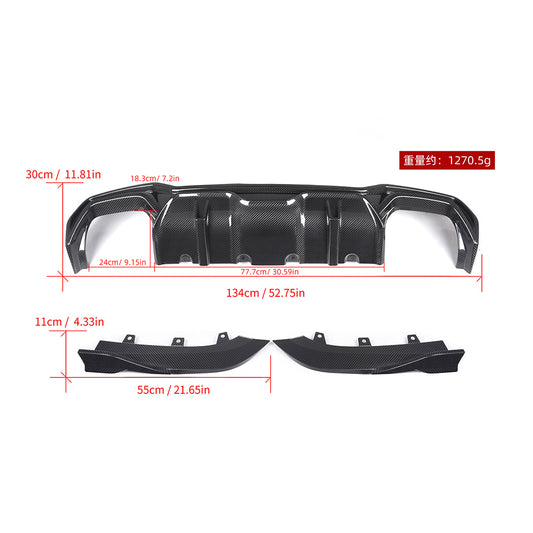 BMW 4 Series M440i 430i G22 G23 2020 2021 2022 2023 2024 with Aftermarket Parts - Rear Diffuser & Canards?Pre-preg Carbon Fiber from SOOQOO USA