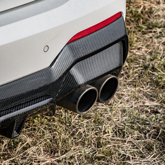 BMW 4 Series M440i 430i G22 G23 2020 2021 2022 2023 2024 with Aftermarket Parts - Rear Diffuser & Canards?Pre-preg Carbon Fiber from SOOQOO USA