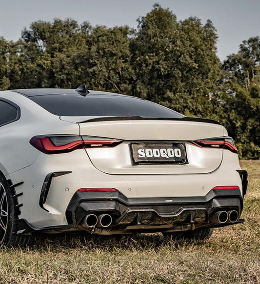 BMW 4 Series M440i 430i G22 G23 2020 2021 2022 2023 2024 with Aftermarket Parts - Rear Diffuser & Canards?Pre-preg Carbon Fiber from SOOQOO USA