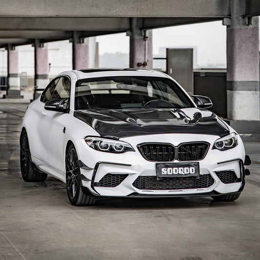 BMW M2C F87 2019 2020 2021 with Aftermarket Parts - Front Canards Trim?Pre-preg Carbon Fiber from SOOQOO USA