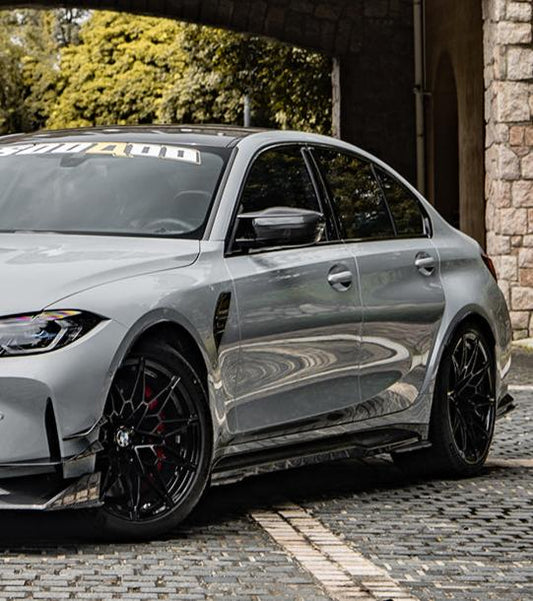 BMW M3 G80 G81 2021 2022 2023 2024 & M4 G82 G83 2021 2022 2023 2024 with Aftermarket Parts - Side Skirts?Pre-preg Carbon Fiber from SOOQOO USA