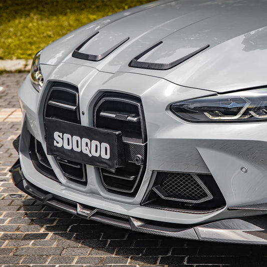 BMW M3 G80 G81 2021 2022 2023 2024 & M4 G82 G83 2021 2022 2023 2024 with Aftermarket Parts - Hood Vent X Style Trim?Pre-preg Carbon Fiber from SOOQOO USA