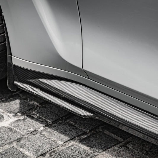 BMW M3 G80 G81 2021 2022 2023 2024 & M4 G82 G83 2021 2022 2023 2024 with Aftermarket Parts - Side Skirts?Pre-preg Carbon Fiber from SOOQOO USA
