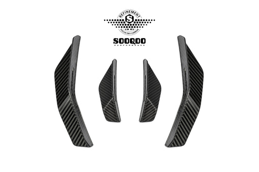 Audi RS3 8Y.5 Facelift 2025-ON with Aftermarket Parts - Front Canards Dry Pre-preg Carbon Fiber from SOOQOO USA