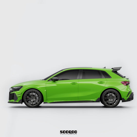 Audi RS3 8Y.5 Facelift 2025-ON with Aftermarket Parts - Front Canards Dry Pre-preg Carbon Fiber from SOOQOO USA