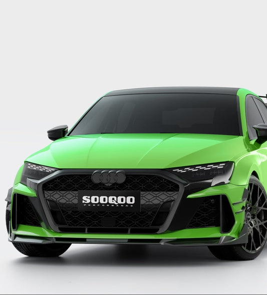 Audi RS3 8Y.5 Facelift 2025-ON with Aftermarket Parts - V1 Style Front Lip Dry Pre-preg Carbon Fiber from SOOQOO USA
