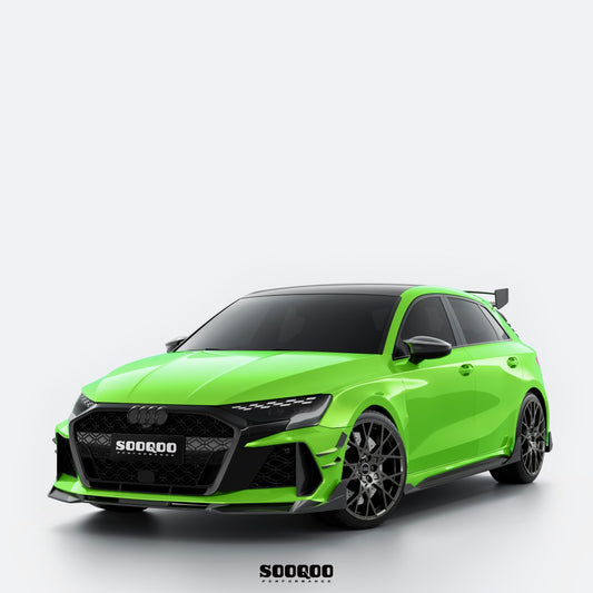 Audi RS3 8Y.5 Facelift 2025-ON with Aftermarket Parts - V1 Style Front Lip Dry Pre-preg Carbon Fiber from SOOQOO USA