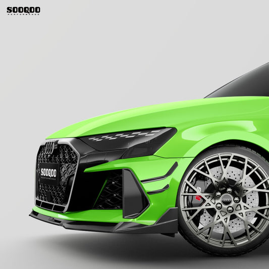 Audi RS3 8Y.5 Facelift 2025-ON with Aftermarket Parts - V1 Style Front Lip Dry Pre-preg Carbon Fiber from SOOQOO USA