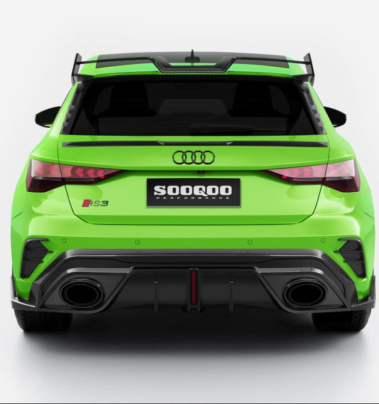 Audi RS3 8Y.5 Facelift 2025-ON with Aftermarket Parts - Rear Diffuser Dry Pre-preg Carbon Fiber from SOOQOO USA