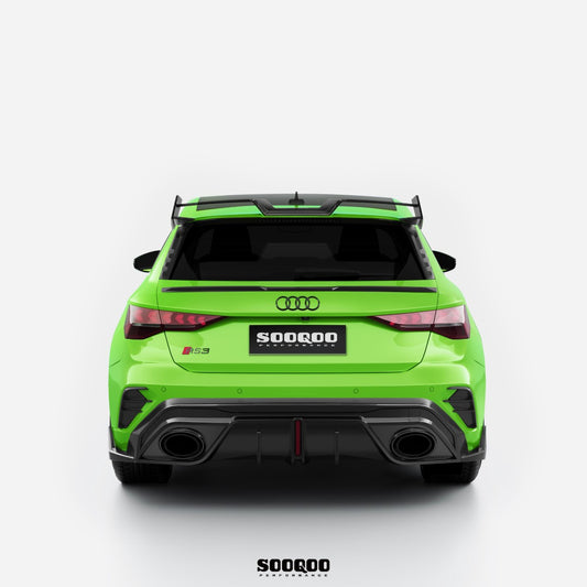 Audi RS3 8Y.5 Facelift 2025-ON with Aftermarket Parts - Rear Side Air Duct Vent Trims Dry Pre-preg Carbon Fiber from SOOQOO USA