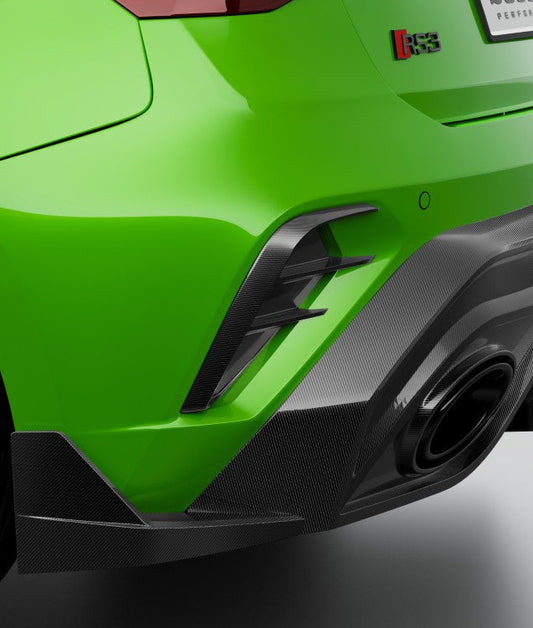 Audi RS3 8Y.5 Facelift 2025-ON with Aftermarket Parts - Rear Side Air Duct Vent Trims Dry Pre-preg Carbon Fiber from SOOQOO USA