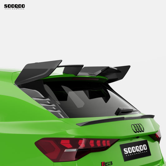 Audi RS3 8Y 8Y.5 2020-ON with Aftermarket Parts - Rear Roof Spoiler Dry Pre-preg Carbon Fiber from SOOQOO USA