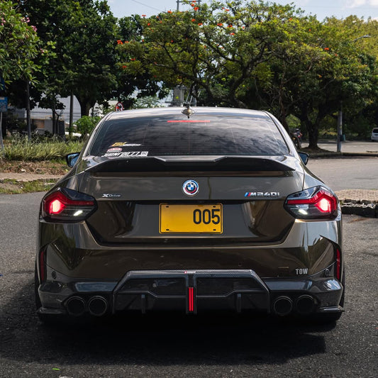 BMW 2 Series M240i G42 2022 2023 2024 with Aftermarket Parts - Rear Bumper Lower Canards Trim?Pre-preg Carbon Fiber from SOOQOO USA