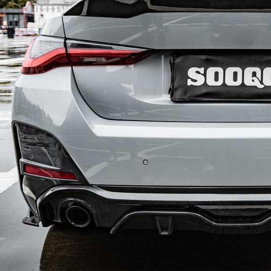 BMW 4 Series Gran Coupe M440i 430i G26 2022 2023 2024 2025 with Aftermarket Parts - V1 & V2 Rear Diffuser & Canards?Pre-preg Carbon Fiber from SOOQOO USA