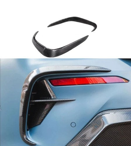 BMW 8 Series M850 840i G14 G15 G16 2018-ON with Aftermarket Parts - X-A Rear Bumper Vent Outter Trims Dry Pre-preg Carbon Fiber from SOOQOO USA