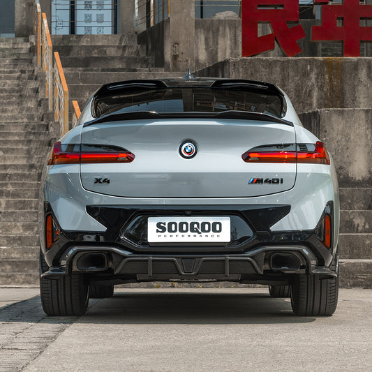 BMW X4M X4MC F98 (Fits Both Pre-LCI & LCI) 2019-ON & X4 G02 (Fits Both Pre-LCI & LCI) 2019-ON with Aftermarket Parts - Rear Lip Spoiler Carbon Fiber from SOOQOO USA