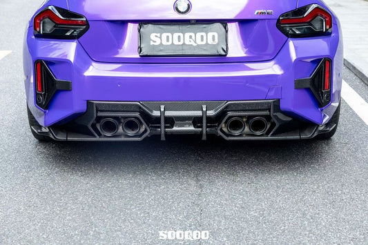 BMW M2 M2C G87 2023 2024 with Aftermarket Parts - Rear Bumper Side Attachment Valence Trim?Carbon Fiber from SOOQOO USA