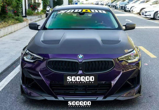 BMW M2CS M2 G87 2023-ON & 2 Series M240i 230i G42 2022-ON with Aftermarket Parts - Hood Bonnet & Garnish Dry Pre-preg Carbon Fiber / FRP from SOOQOO USA