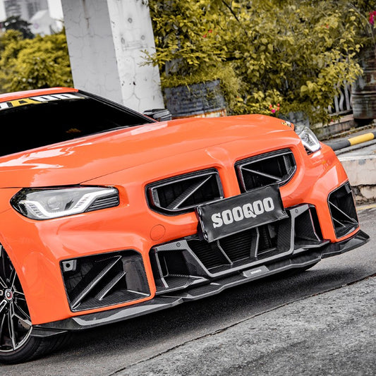 BMW M2 M2C G87 2023-ON with Aftermarket Parts - B Style Front Lip Carbon Fiber from SOOQOO USA