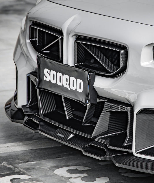 BMW M2 M2C G87 2023 2024 with Aftermarket Parts - Front Kidney Grill Carbon Fiber from SOOQOO USA