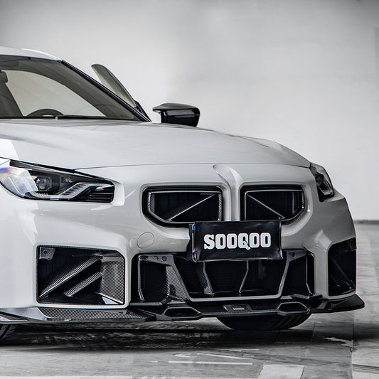BMW M2 M2C G87 2023 2024 with Aftermarket Parts - Front Kidney Grill Carbon Fiber from SOOQOO USA