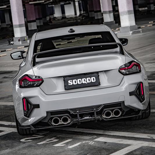 BMW M2 M2C G87 2023 2024 with Aftermarket Parts - Rear Bumper Side Attachment Valence Trim?Carbon Fiber from SOOQOO USA