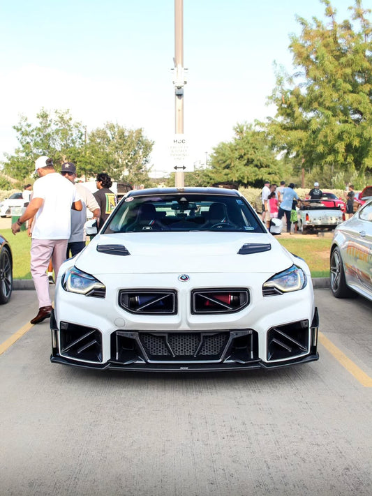 BMW M2 M2C G87 2023 2024 with Aftermarket Parts - Front Kidney Grill Carbon Fiber from SOOQOO USA