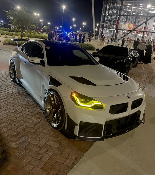 BMW M2 M2C G87 2023 2024 with Aftermarket Parts - Front Kidney Grill Carbon Fiber from SOOQOO USA