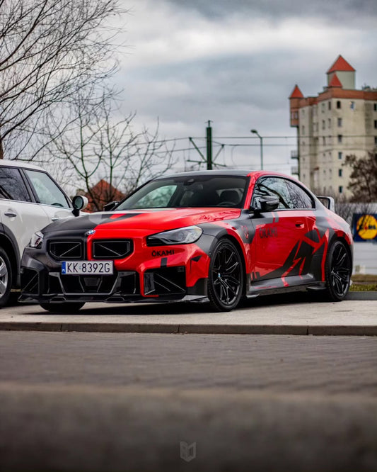 BMW M2 M2C G87 2023 2024 with Aftermarket Parts - Front Kidney Grill Carbon Fiber from SOOQOO USA