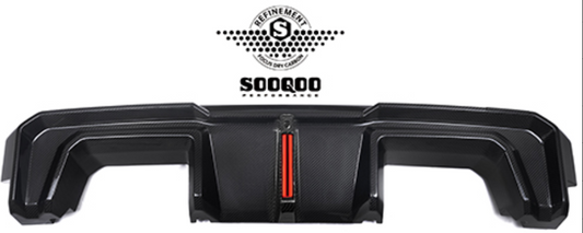 BMW M3CS M3C M3 G80 G81 & M4CS M4C M4 G82 G83 2021-ON with Aftermarket Parts - B Style (With Light) Rear Diffuser & Rear Canards?Carbon Fiber from SOOQOO USA
