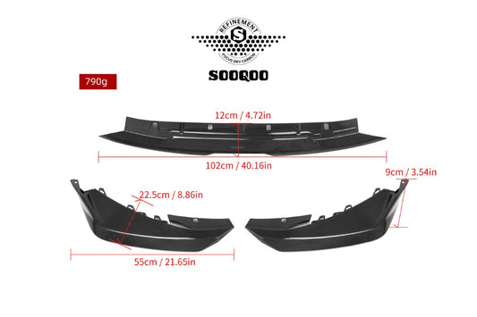 BMW M3CS M3C M3 G80 G81 2021-ON & M4CS M4C M4 G82 G83 2021-ON with Aftermarket Parts - B Style Front Lip Pre-preg Carbon Fiber from SOOQOO USA